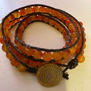New handmade wrapped bracelet by artist in Alaska. Beads and leather